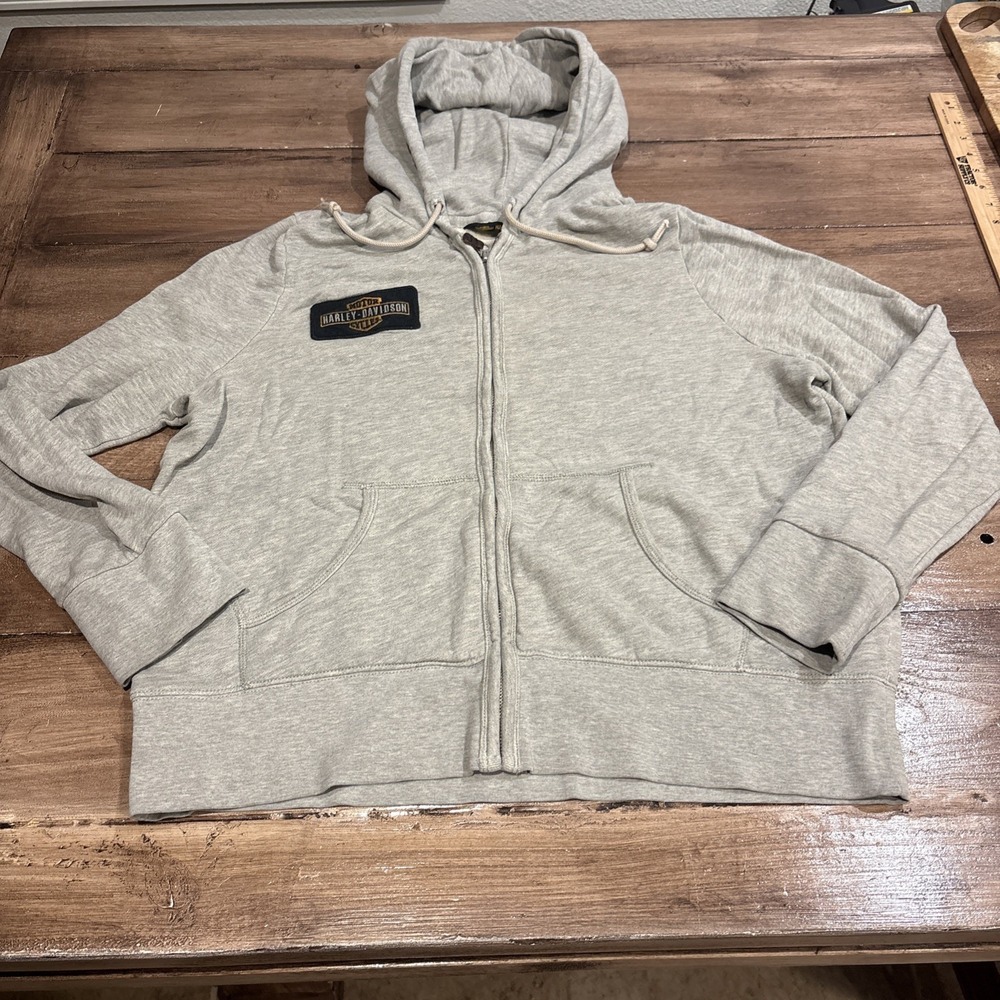 Harley Davidson Women's‎ Full Zip Up Hoodie Sweatshirt Heather Grey XL